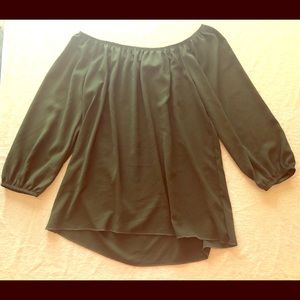 Off the shoulders green blouse